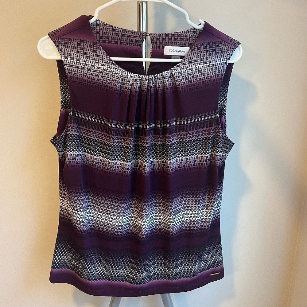 Purple Calvin Klein Sleeveless Blouse (L)